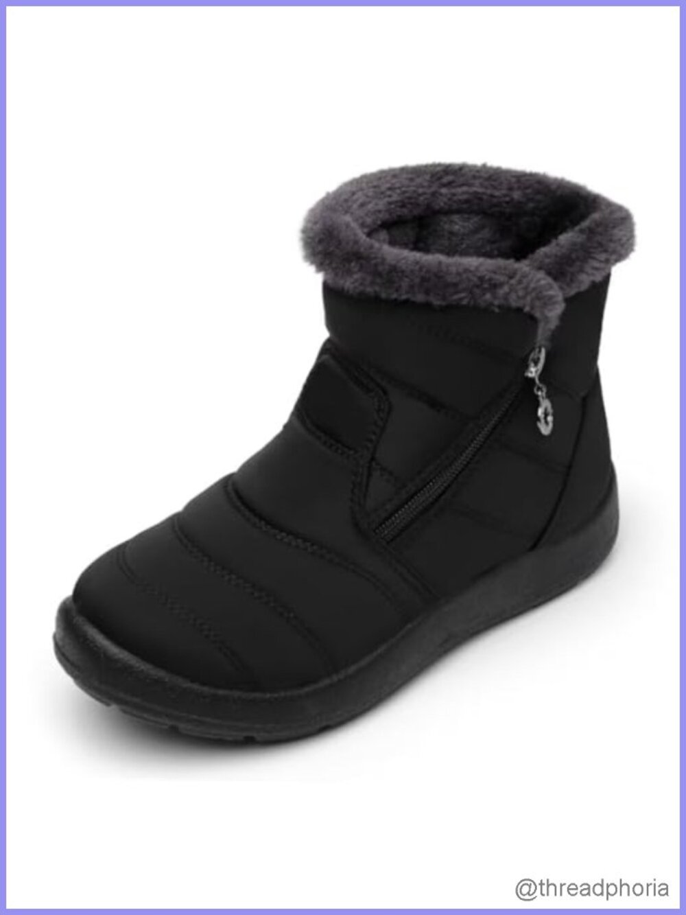 Fur Lined Waterproof Slip-On Ankle Booties Winter Snow Boots